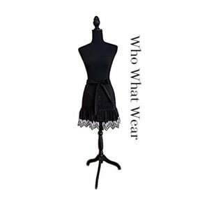 Who What Wear Black A Line White Embroidered Lace Ruffled Mini Skirt Size 12